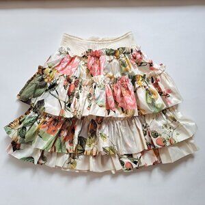 New Roberto Cavalli Floral Layered 100% Silk Ruffle Short Summer Skirt Size S